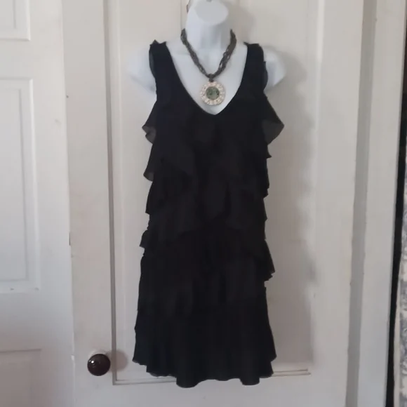 Loft Ruffled Black Ruffled Cocktail Dress